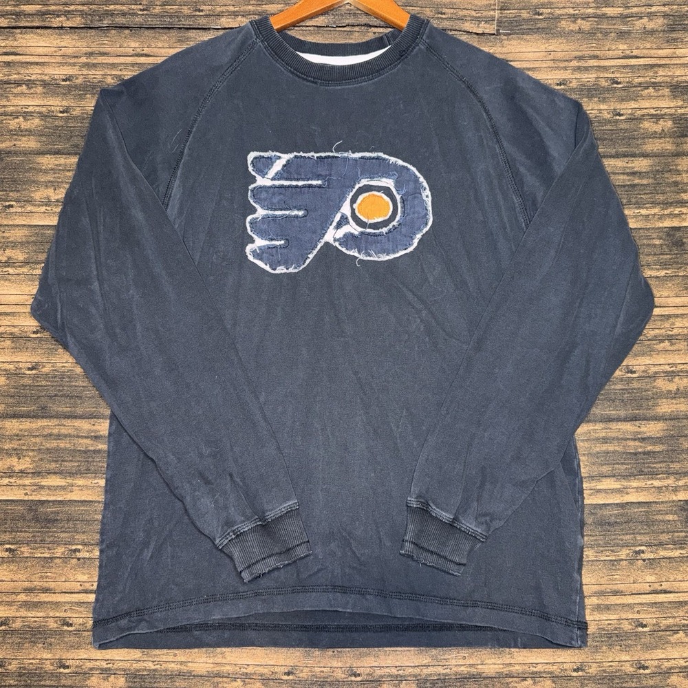 NHL Philadelphia Flyers Long Sleeve Black T Shirt Red Jacket Size M